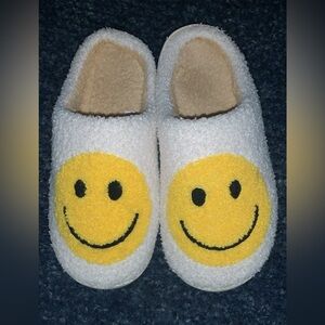 White and Yellow Smiley Face Slippers